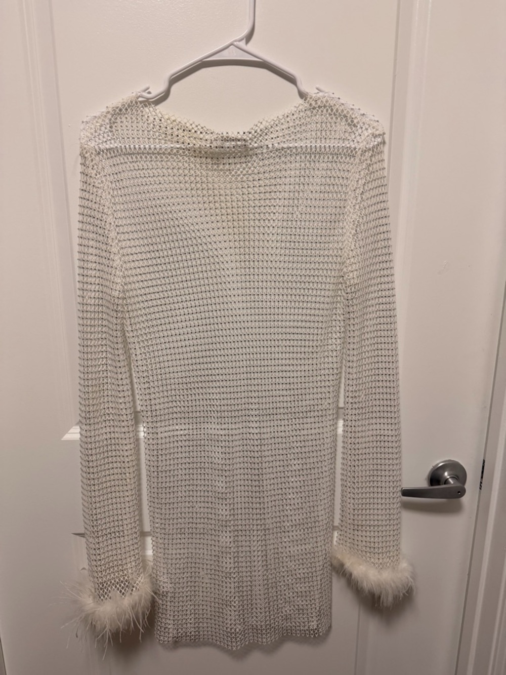 12TH TRIBE MESH Long Sleeve Dress with Feather Cuffs